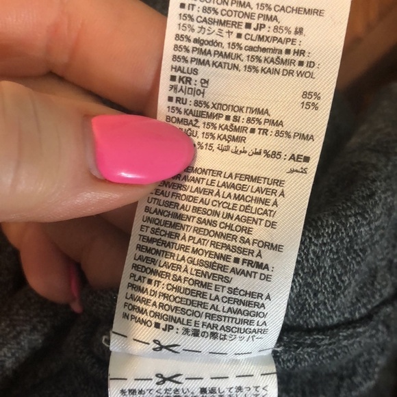 Banana Republic Pima Cotton Cashmere Quarter 1/4 Zip Gray Size Large - Picture 9 of 10